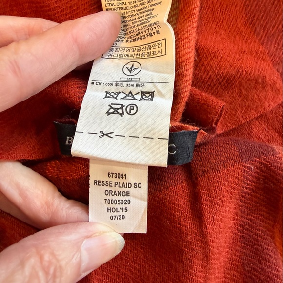 Banana Republic “Resse Plaid” Scarf Orange Red Yellow Wool Blend Made in Italy - Picture 6 of 10